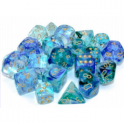 Chessex Tens d10 Sets - Nebula TM Oceanic/gold Luminary Set of Ten d10's