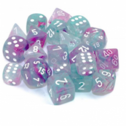 Chessex 7 juegos de dados - Nebula TM Wisteria/blanco Luminary 7-Die Set