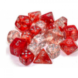 Chessex 7 juegos de dados - Nebula TM Red/silver Luminary 7-Die Set