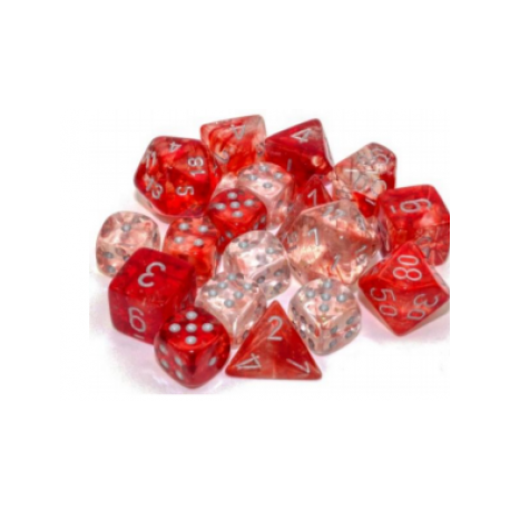 Chessex 7 juegos de dados - Nebula TM Red/silver Luminary 7-Die Set