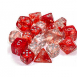 Chessex 16mm d6 Bloques - Nebula TM 16mm d6 Rojo/plata Luminary Dice Block (12 dados)