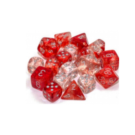 Chessex 16mm d6 Blocks - Nebula TM 16mm d6 Red/silver Luminary Dice Block (12 dice)