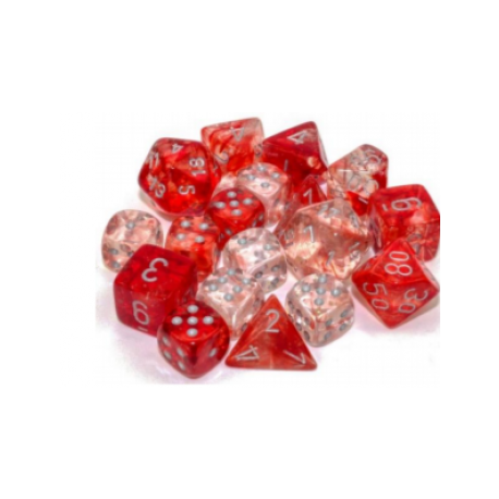 Chessex 16mm d6 Bloques - Nebula TM 16mm d6 Rojo/plata Luminary Dice Block (12 dados)
