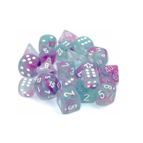 Chessex 12mm d6 Blocks - Nebula TM 12mm d6 Wisteria/white Luminary Dice Block (36 dice)