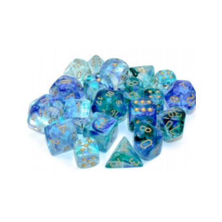Bloques Chessex 12 mm d6 - Nebula TM 12 mm d6 Bloque de dados Luminary Oceanic/gold (36 dados)