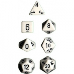 Dados Chessex Opaque Polyhedral 7-Die Sets - White w/black