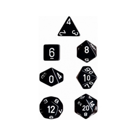 Chessex Opaque Polyhedral 7-Die Sets - Black w/white