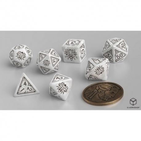 Qw Caja Dados + Moneda The Witcher White Wolf (7)