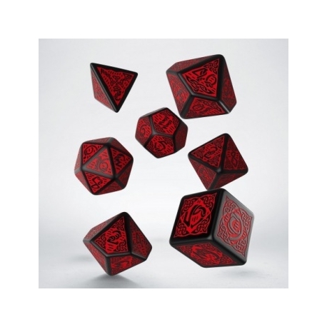 Celtic 3D Revised Black & red Dice Set (7)