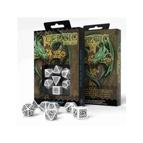 Celtic 3D Revised Black & white Dice Set