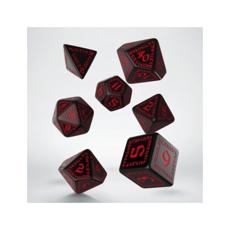 Runic Black & red Dice Set (7)