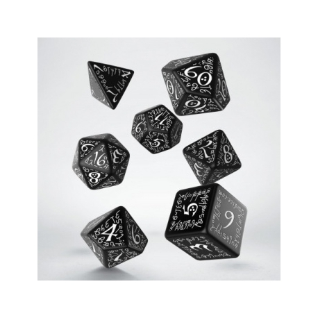 Elvish Black & white Dice Set (7)