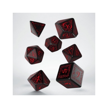 Elvish Black & red Dice Set (7)