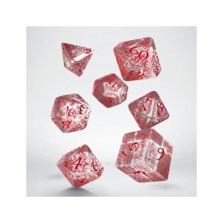 Elvish Translucent & red Dice Set (7)
