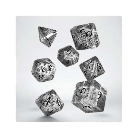 Elvish Translucent & black Dice Set (7)