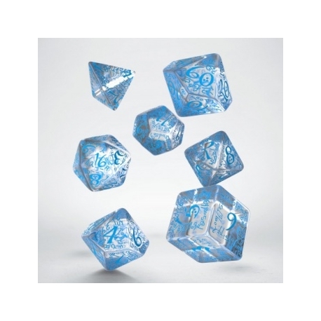 Elvish Translucent & blue Dice Set (7)