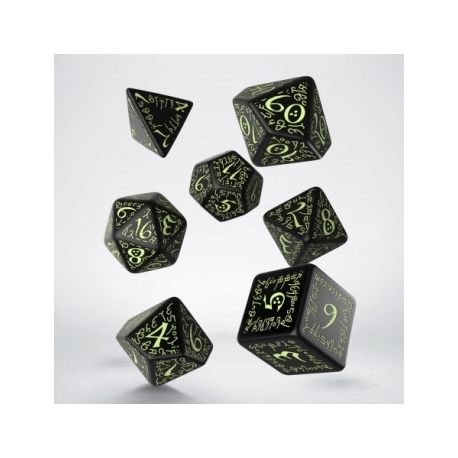 Elvish Black & glow-in-the-dark Dice Set (7)
