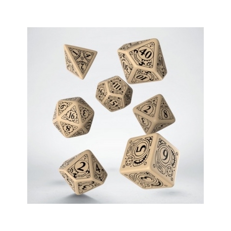 Steampunk Beige & black Dice Set (7)