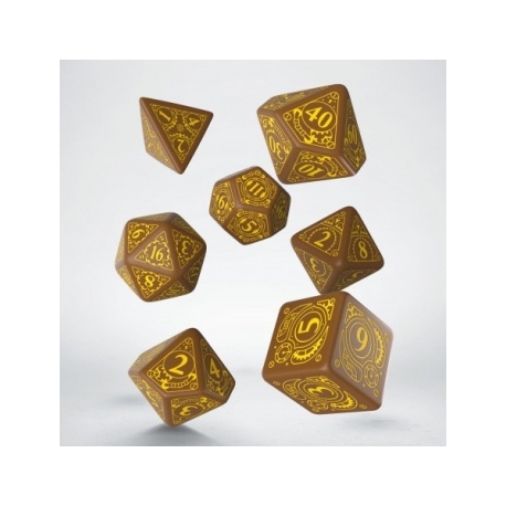 Steampunk Brown & yellow Dice Set (7)