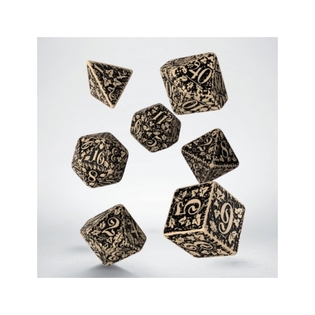 Forest 3D Beige & black Dice Set (7)