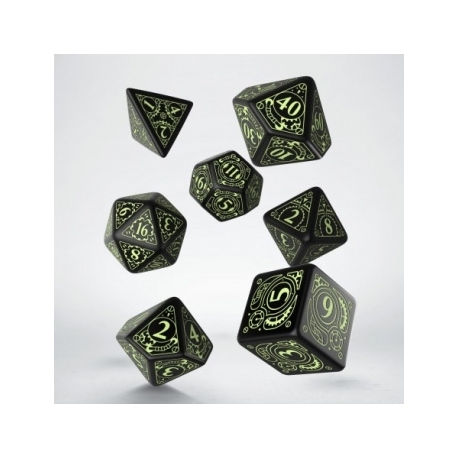 Steampunk Black & glow-in-the-dark Dice Set (7)
