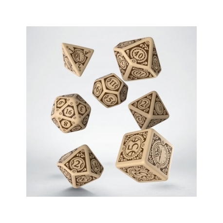 Steampunk Clockwork Beige & brown Dice Set (7)