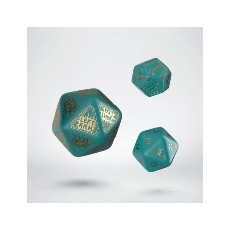 RuneQuest Turquoise & gold Expansion Dice (3)