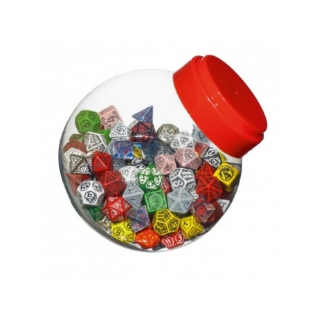 Jar of dice with D4, D6, D8, D10, D12, D20, D100 (150)