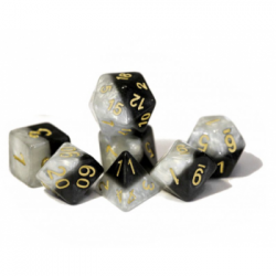 Halfsies Dice Yin Yang - Upgraded Dice Case (7 Polyhedral Dice Set)