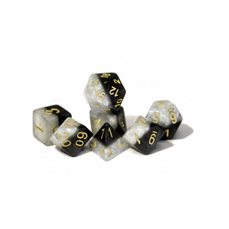 Halfsies Dice Yin Yang - Upgraded Dice Case (7 Polyhedral Dice Set)