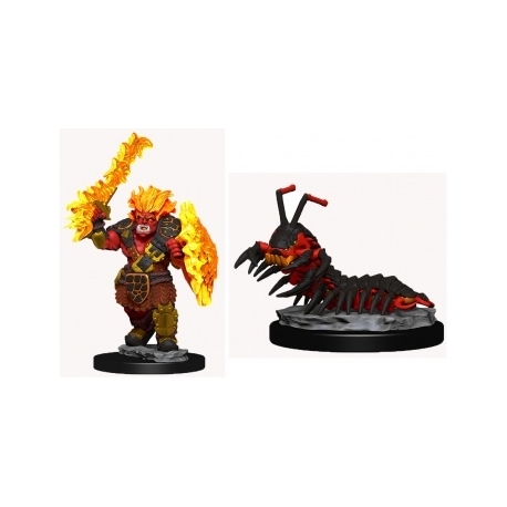 WizKids Wardlings Painted Miniatures: Fire Orc & Fire Centipede (6 Units)