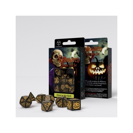 Halloween Pumpkin - Jack O'Lantern Dice Set (7 Dice)