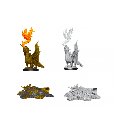 D&D Nolzur's Marvelous Miniatures - Gold Dragon Wyrmling & Small Treasure Pile (6 Units)