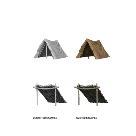 WizKids Deep Cuts Unpainted Miniatures - Tent & Lean-To (6 Units)