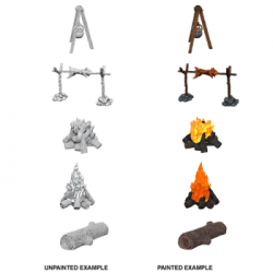 WizKids Deep Cuts Unpainted Miniatures - Camp Fire & Sitting Log (6 Units)