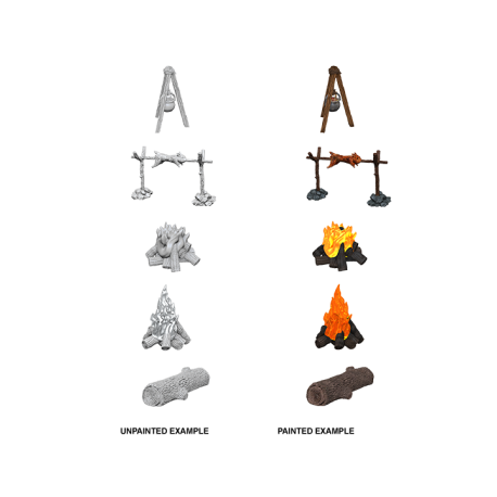 WizKids Deep Cuts Unpainted Miniatures - Camp Fire & Sitting Log (6 Units)