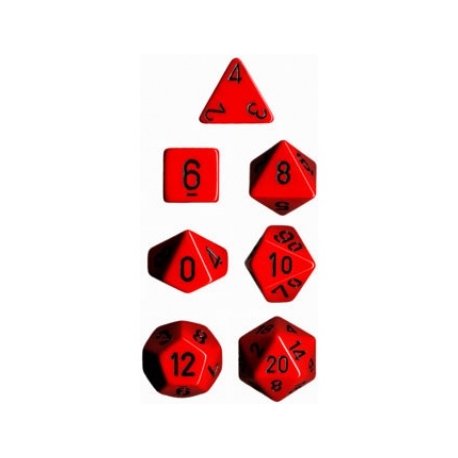 Chessex Opaque Polyhedral 7-Die Sets - Red w/black