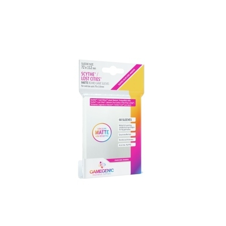 Gamegenic MATTE Scythe and/or Lost Cities Sleeves 72 x 112 mm - Clear (60 Sleeves)