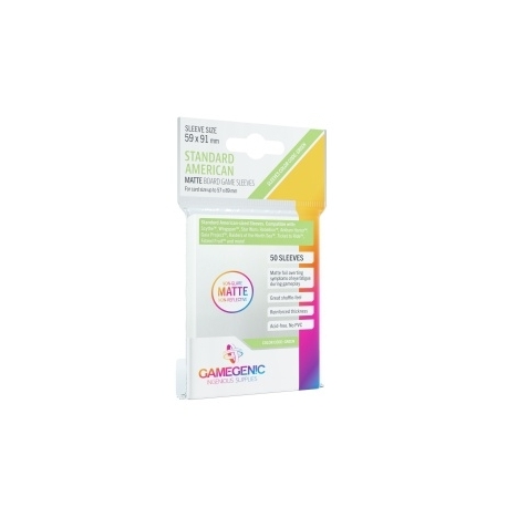 Gamegenic MATTE Standard American-Sized Boardgame Sleeves 59 x 91 mm - Clear (50 Sleeves)