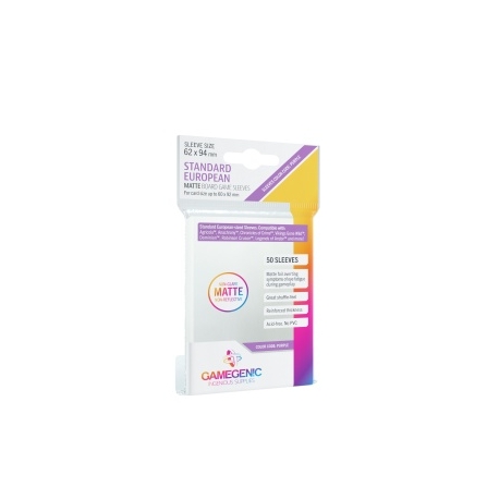Gamegenic MATTE Standard European-Sized Sleeves 62 x 94 mm - Clear (50 Sleeves)