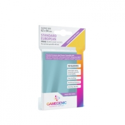 Gamegenic PRIME Standard European-Sized Sleeves 62 x 94 mm - Clear (50 Sleeves)