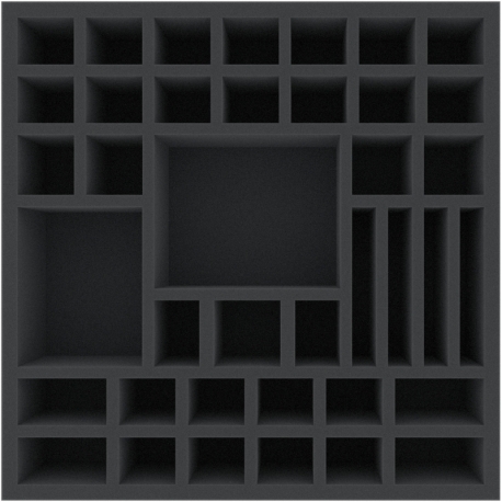 DWMEUI070BO 308 mm x 308 mm x 70 mm foam tray for board games - 39 compartments