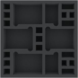 EAMEUO045BO 255 mm x 255 mm x 45 mm foam tray for board games - 23 compartments
