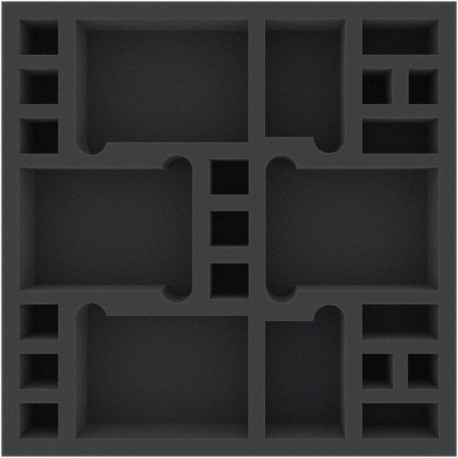 EAMEUO045BO 255 mm x 255 mm x 45 mm foam tray for board games - 23 compartments