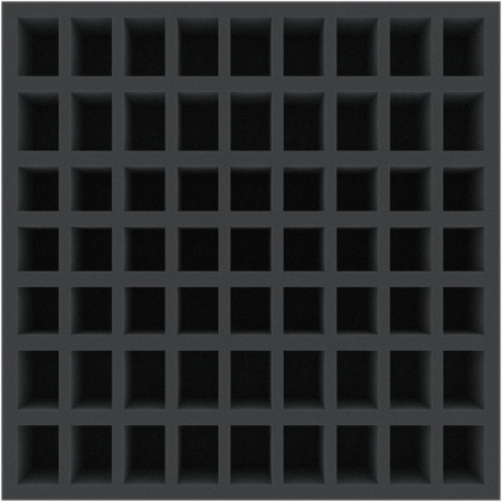 BXMEWM060BO 312 mm x 312 mm x 60 mm foam tray for board games - 63 compartments