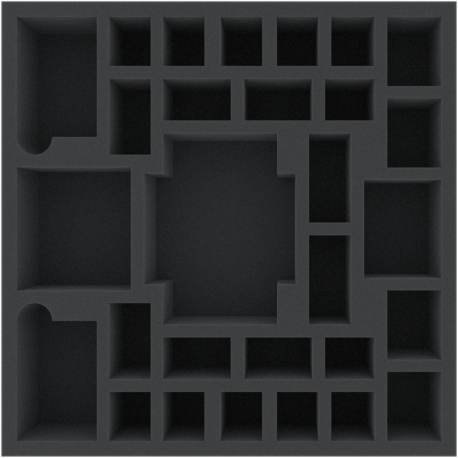 AGER060BO 295 mm x 295 mm x 60 mm foam tray with 29 compartments for board game boxes