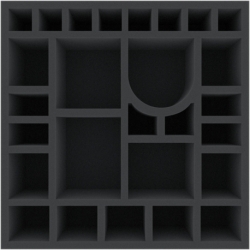 AFMEXC085BO 285 mm x 285 mm x 85 mm foam tray for board games with 27 compartments