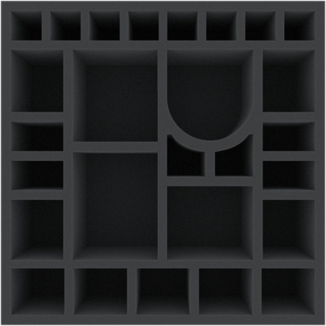AFMEXC085BO 285 mm x 285 mm x 85 mm foam tray for board games with 27 compartments