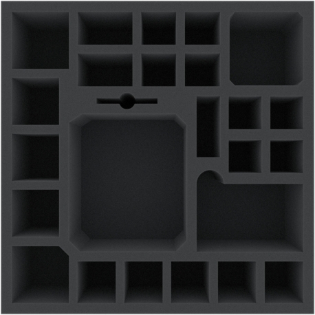 AFMEXB080BO 285 mm x 285 mm x 80 mm foam tray for board games with 25 compartments