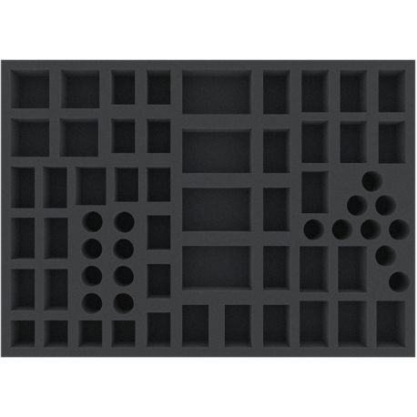 FXMFBY040BO 425 mm x 305 mm x 40 mm foam tray for board games with 64 compartments
